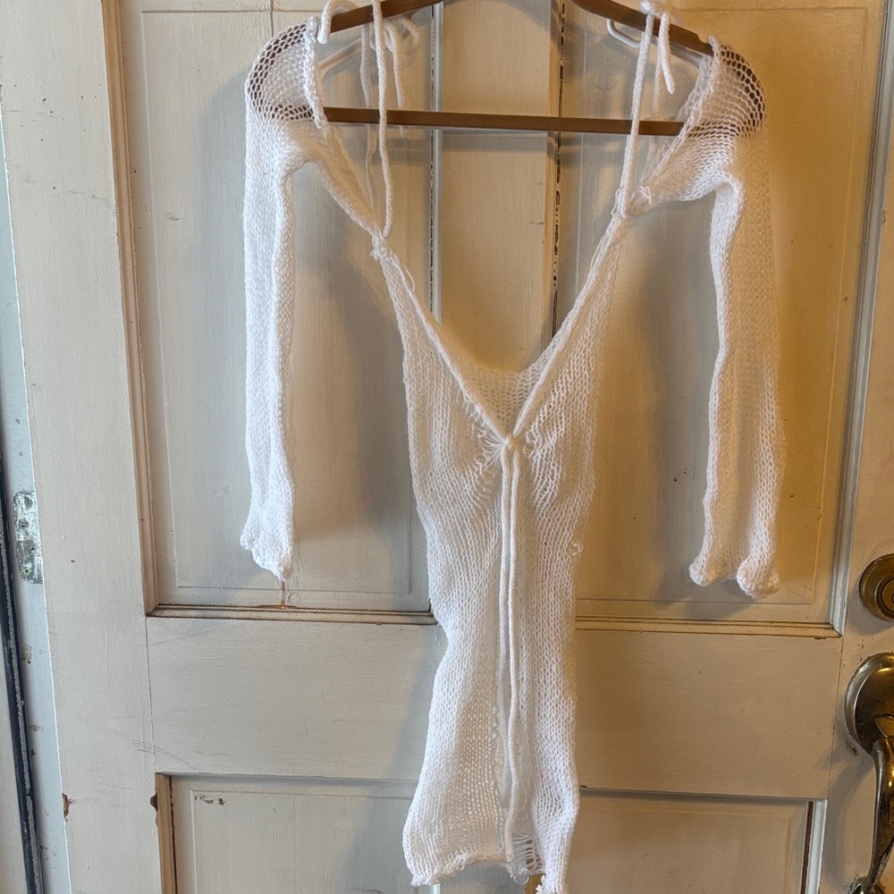 White Knit off Shoulder Top or Cover up